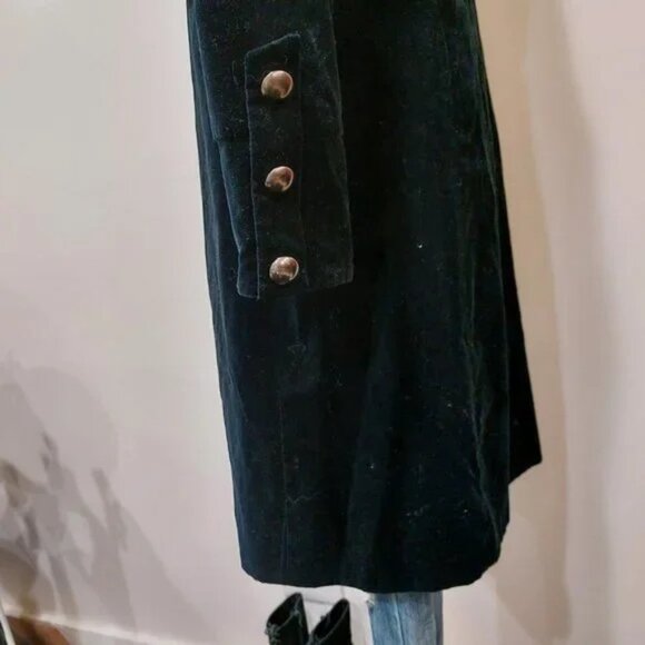 💥ULTRA CHIC💥Steampunk Victorian Military Longline Coat in Black Velvet - Picture 9 of 12